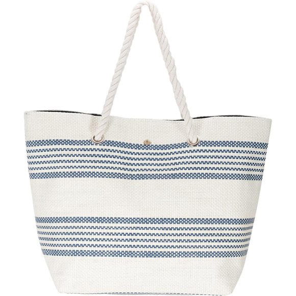 Women’s Tote Bag, NWT Beach Tote, Navy and Cream,  Cappelli Straworld. - Picture 1 of 7